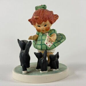 Vintage Goebel Hummel BYJ 3 Oops Girl Redhead 3 Black Cats TMK 6 DAMAGED